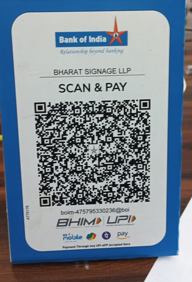 Bharat Signage Bank of India UPI QR